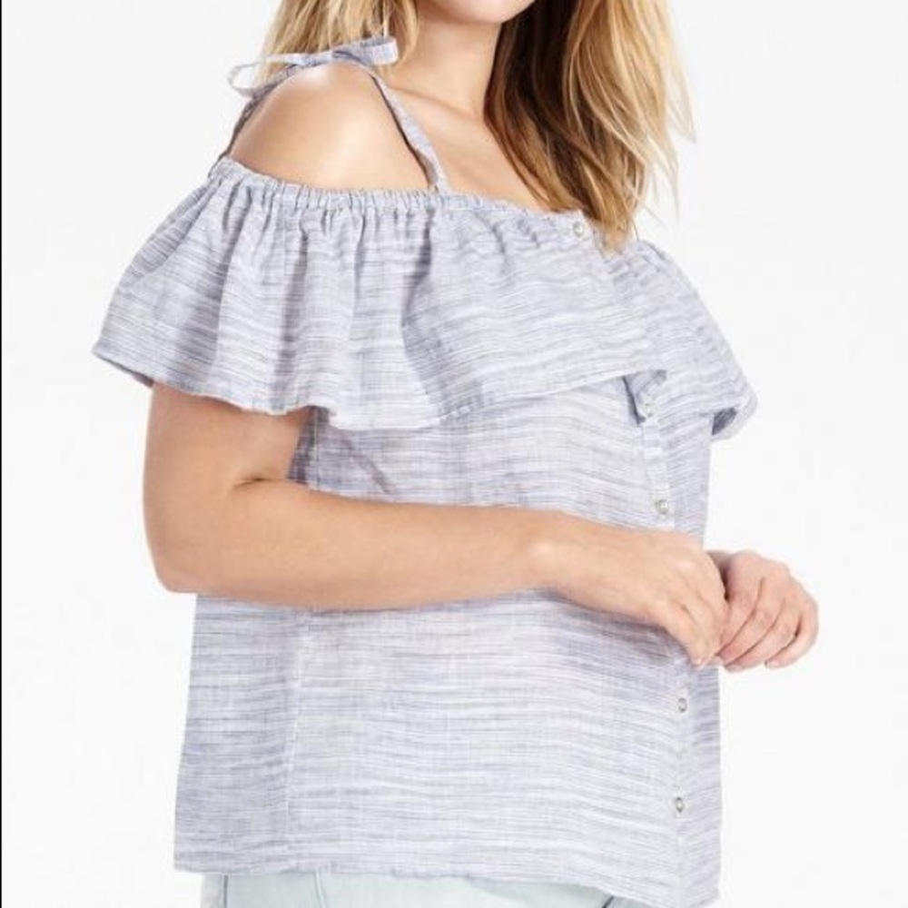 Lucky Brand Linen Off-the-shoulder Top with Bows